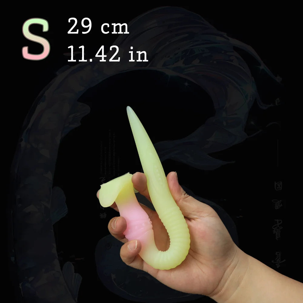 Soft Luminous Anal Plug Long Butt Plug Colourful Dragon Dildo For Women Sex Tool Adult Silicone Dildo Anal Dilator Long Anal Toy