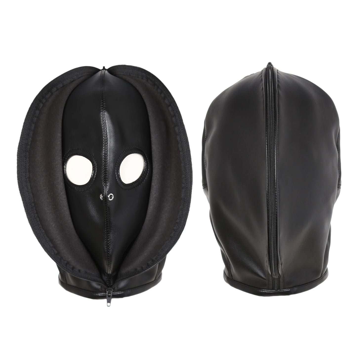 Soft PU Leather Hood Mask Blindfold Full Head Harness Restraints Mask BDSM Bondage Gimp Halloween Mask Sex Toys for Couples