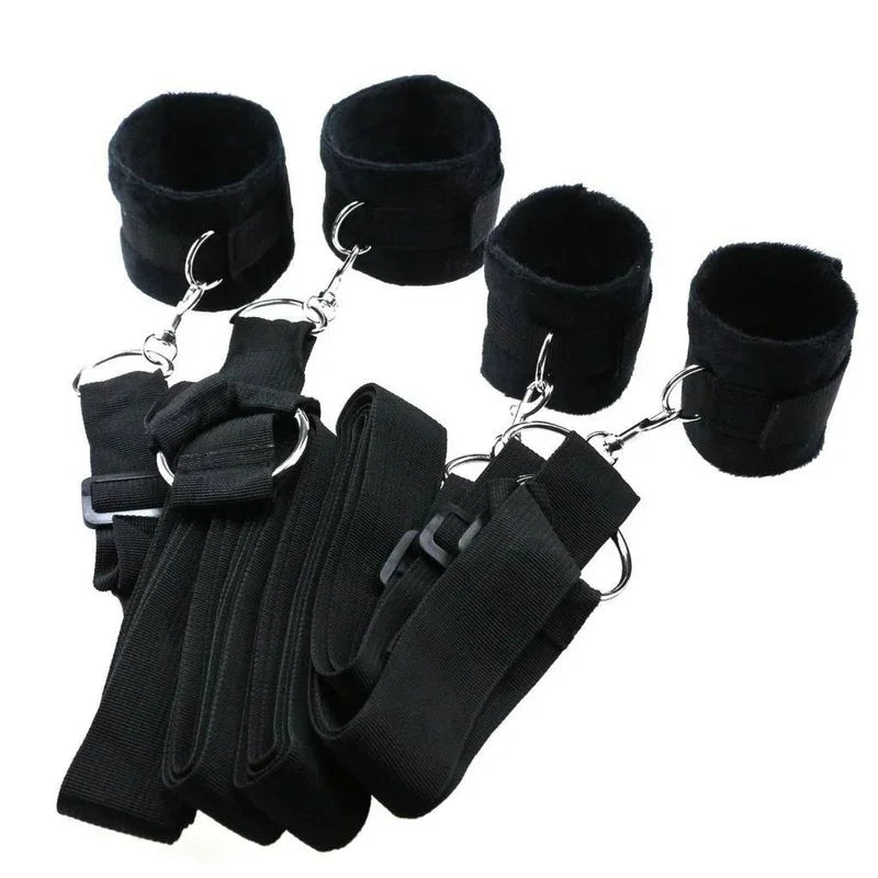 Soft Plush Under Bed Bondage Set Games Handcuffs Ankle Cuffs BDSM Bondage Kit on Bed Sex Toys for Woman Couples Adult Game