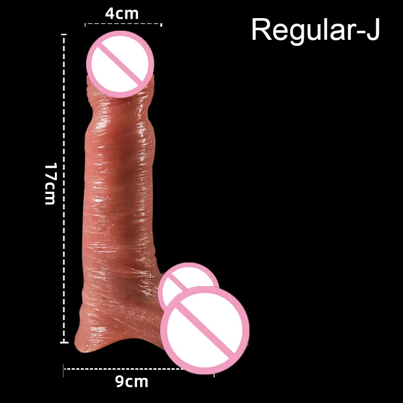 Soft Realistic Cock Sleeve Penis Sex Toys Silicone Enlarger Dick Sleeve Big Real Penis Man Delayed Ejaculation Extend Condom