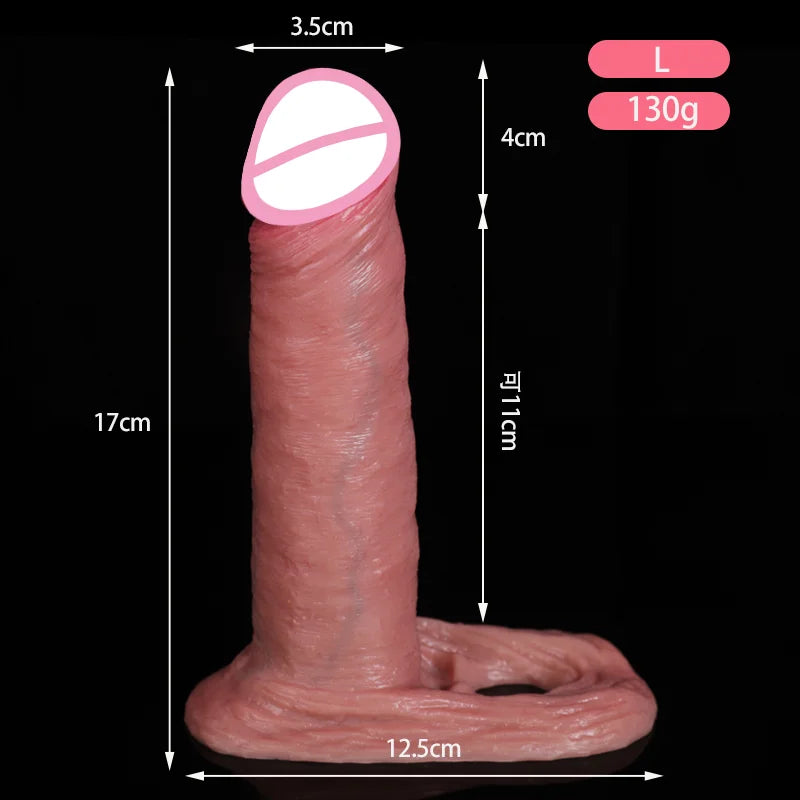 Soft Realistic Cock Sleeve Penis Sex Toys Silicone Enlarger Dick Sleeve Big Real Penis Man Delayed Ejaculation Extend Condom