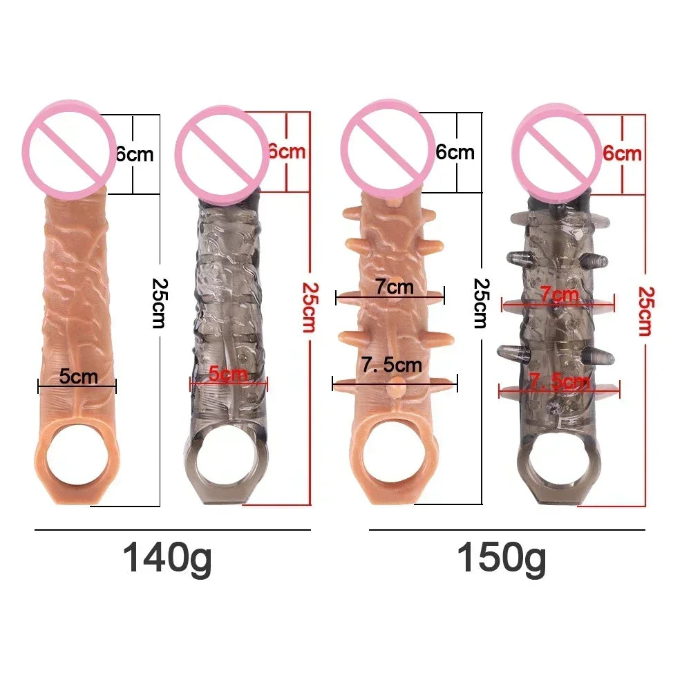 Soft Realistic Penis Extension Cock Sleeve Reusable Condom Penis Enlarger Delay Condoms For Men Dildo Enhancer Sex Toys Sex Shop