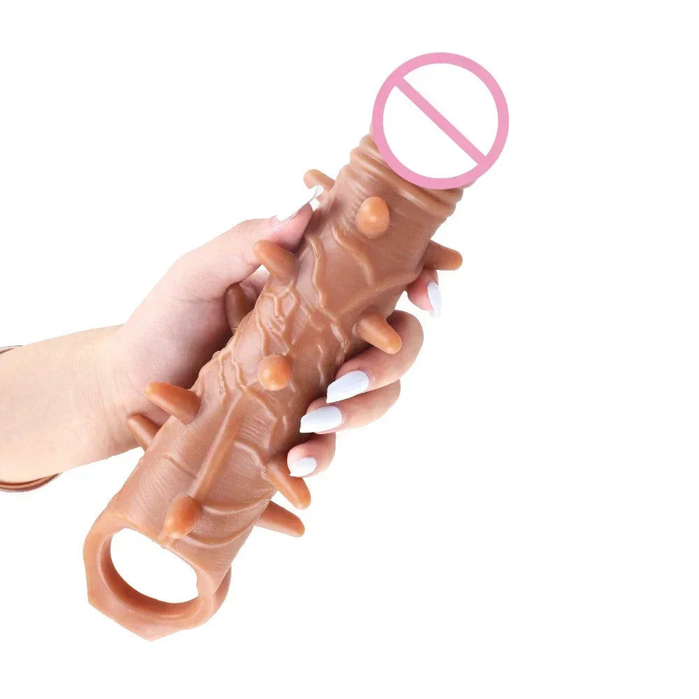 Soft Realistic Penis Extension Cock Sleeve Reusable Condom Penis Enlarger Delay Condoms For Men Dildo Enhancer Sex Toys Sex Shop