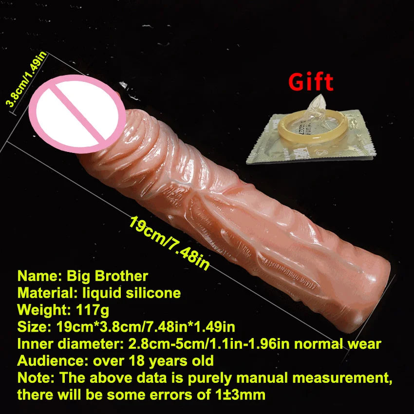 Soft Realistic Reusable penis extenders sleeve For men Enlarger Condom Silicone Dick Sleeve Man Delayed Ejaculation Cock Sex Toy