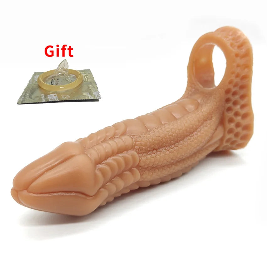 Soft Realistic Reusable penis extenders sleeve For men Enlarger Condom Silicone Dick Sleeve Man Delayed Ejaculation Cock Sex Toy