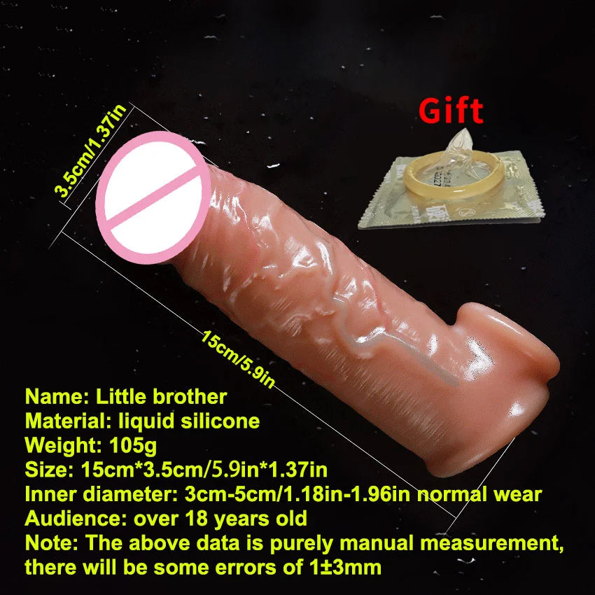 Soft Realistic Reusable penis extenders sleeve For men Enlarger Condom Silicone Dick Sleeve Man Delayed Ejaculation Cock Sex Toy