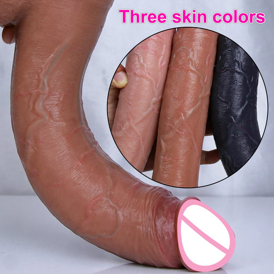 Soft Realistic Veins Strap on Dildo 3 Skin Colors Silicone Penis Masturbator Double Cock Man Women Anal Sex Toy Suction Cup Dick