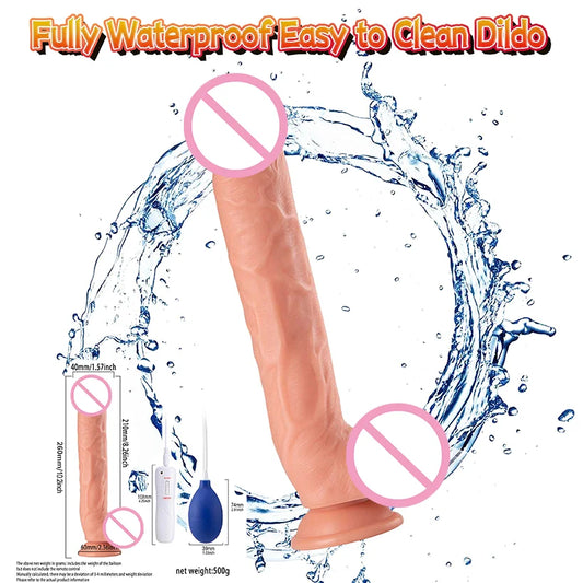 Soft Realistic Water Spraying Dildo Huge Suction Cup Vibration Penis Vagina Massager Masturbation Adult Sex Toys for Couples