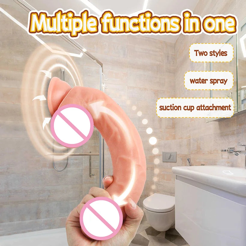 Soft Realistic Water Spraying Dildo Huge Suction Cup Vibration Penis Vagina Massager Masturbation Adult Sex Toys for Couples