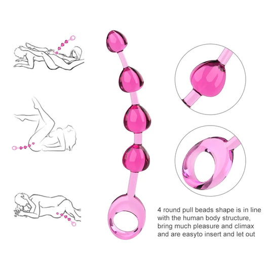 Soft Rubber Anal Plug Beads Long Orgasm Vagina Clit Pull Ring Ball Butt Toys for Adults Women Men Stimulator Sex Accessories