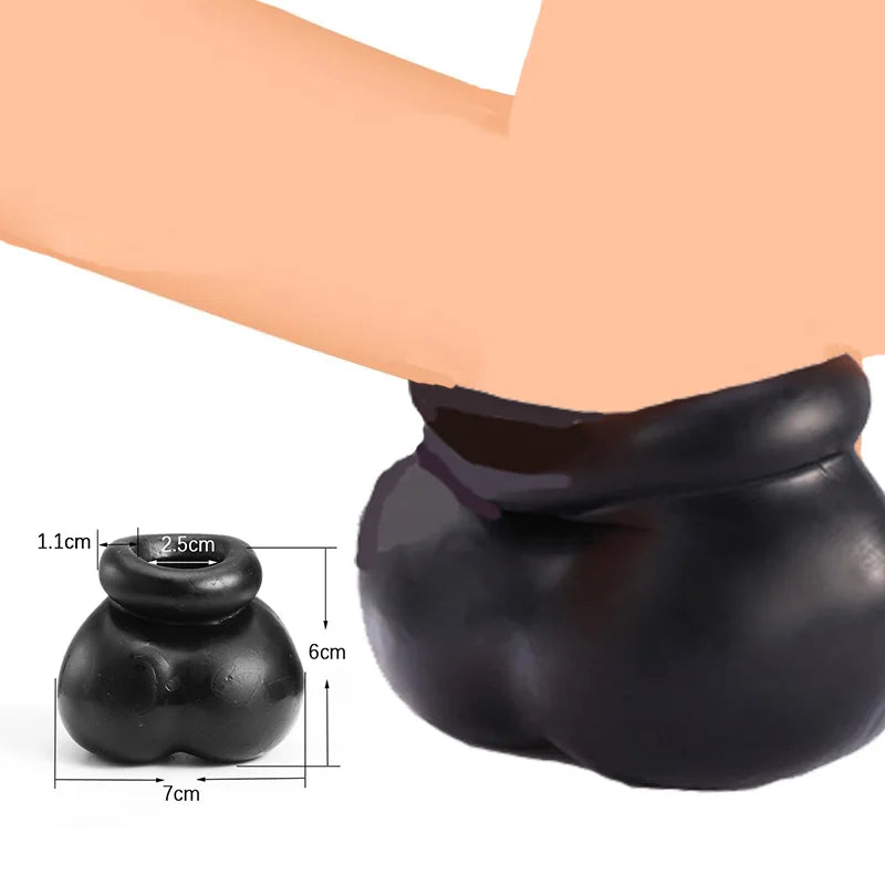 Soft Silicone Ball Stretcher Scrotum Ring Cage Delay Sleeve Male Penis Cock Ring Time Delay Bondage BDSM Sex Toys for Men