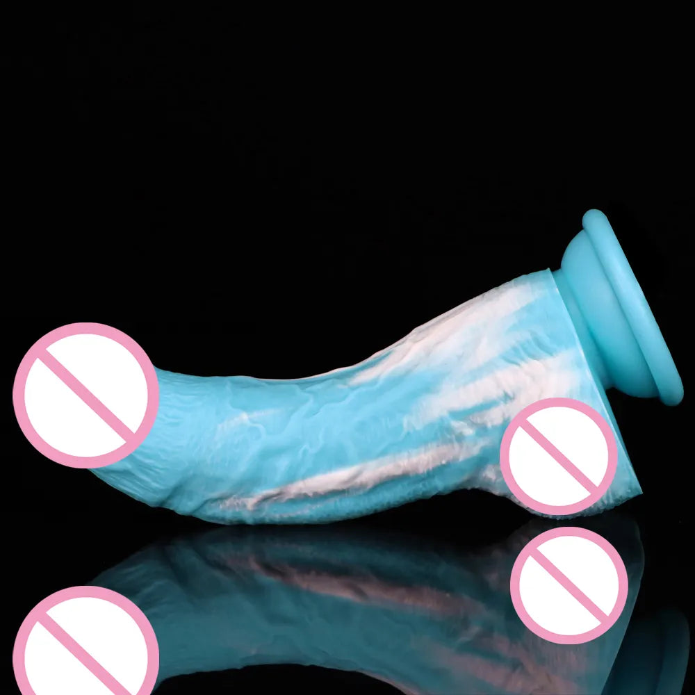 Soft Silicone Dildo Blue and White Penis Realistic Dildo with Suction Cup Prostate Massager Strap on Dildo Sex Toys for Women