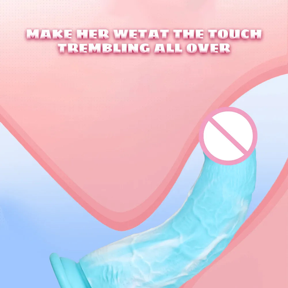 Soft Silicone Dildo Blue and White Penis Realistic Dildo with Suction Cup Prostate Massager Strap on Dildo Sex Toys for Women