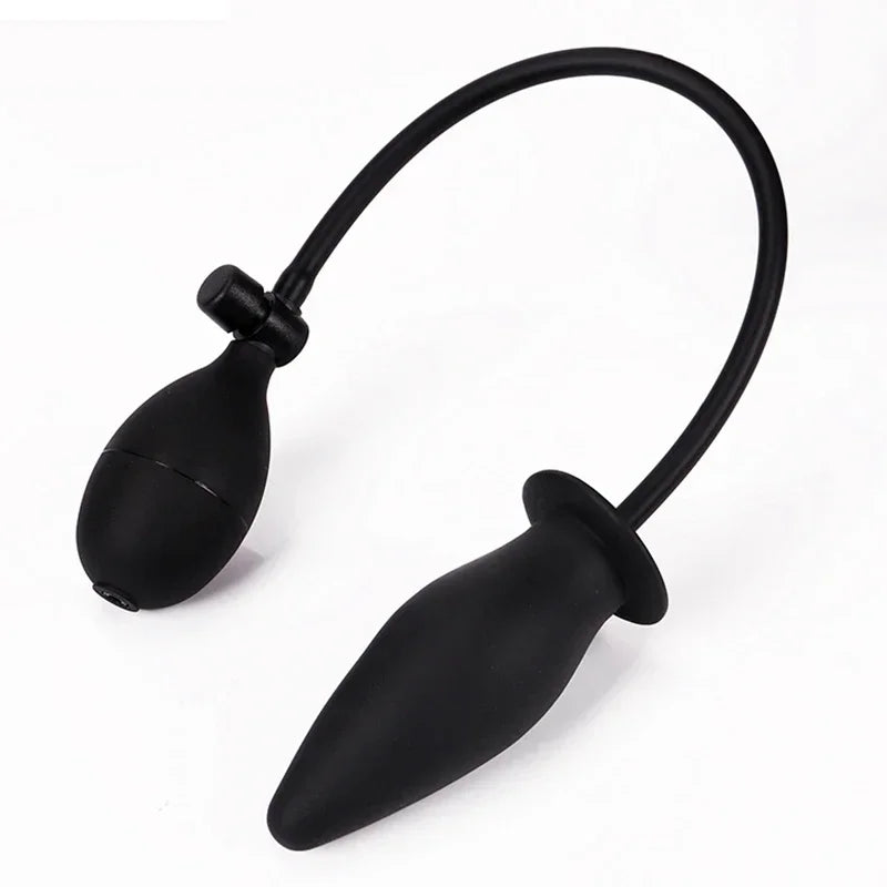 Soft Silicone Inflatable Anal Dildo Butt Plug Dilator Anus Massager Sex Toy for Women Men Gay Black Pump Vagina Extender