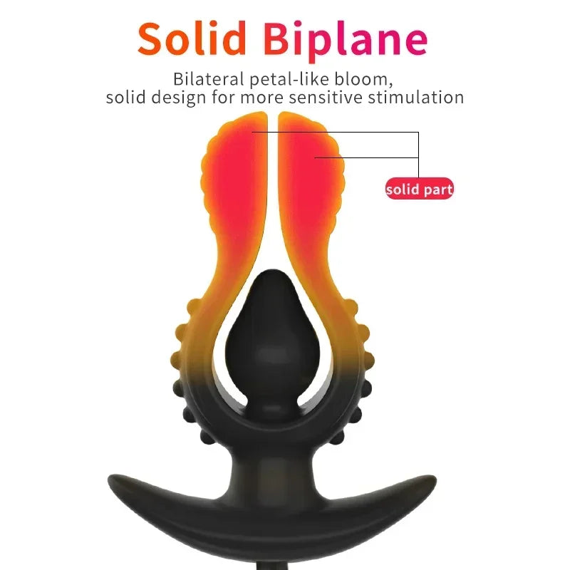 Soft Silicone Inflatable Anal Plug Black Pump Anal Beads Butt Plug Anal Dilator Massager Anus Sex Toy for Female Male Couples