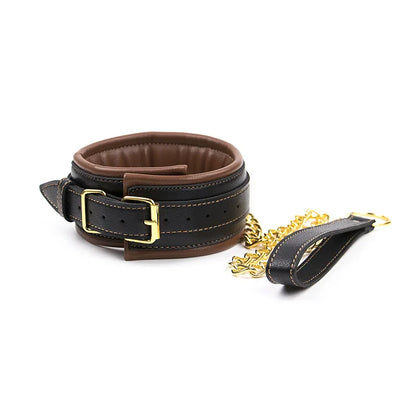 Soft Sponge Handcuffs Ankle Cuffs Bondage Chain Connected Neck Collar Brown Black Restraint Sex Toy for Couple Adult Game BDSM