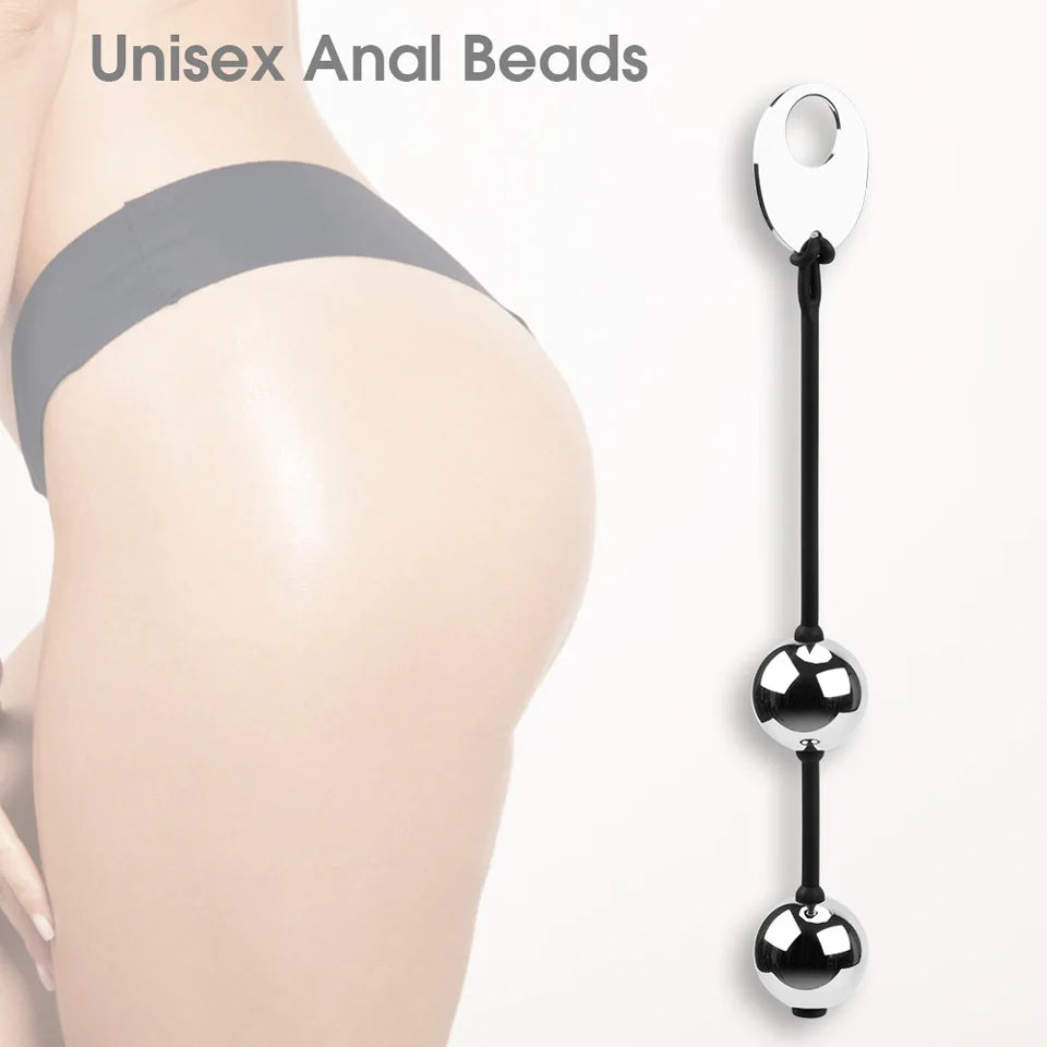 Soft stretchy Silicone pull ring gold metal Anal beads Kegel ben wa geisha ball vaginal tighten exercise expander sex toy women