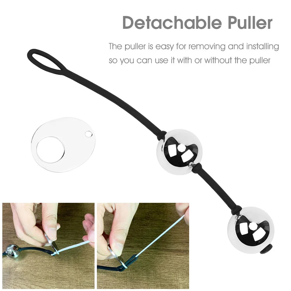 Soft stretchy Silicone pull ring gold metal Anal beads Kegel ben wa geisha ball vaginal tighten exercise expander sex toy women