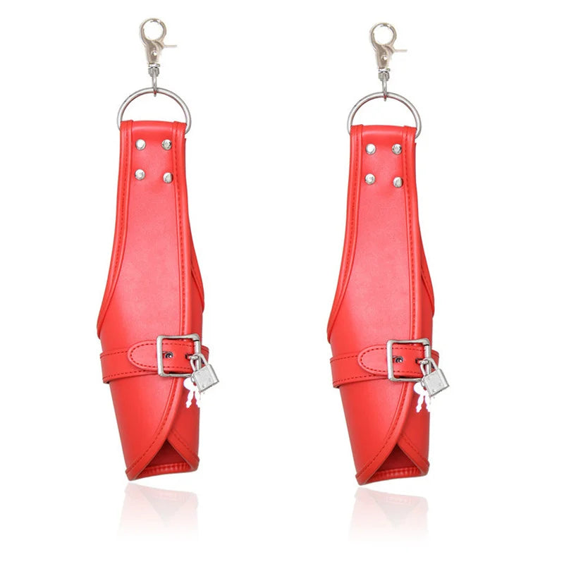 Spreader Bar with PU Leather Hang On Door Gloves Mitts Wrist Cuffs Restraint Kit Slave PU Door Hanging Gloves Sex Toys