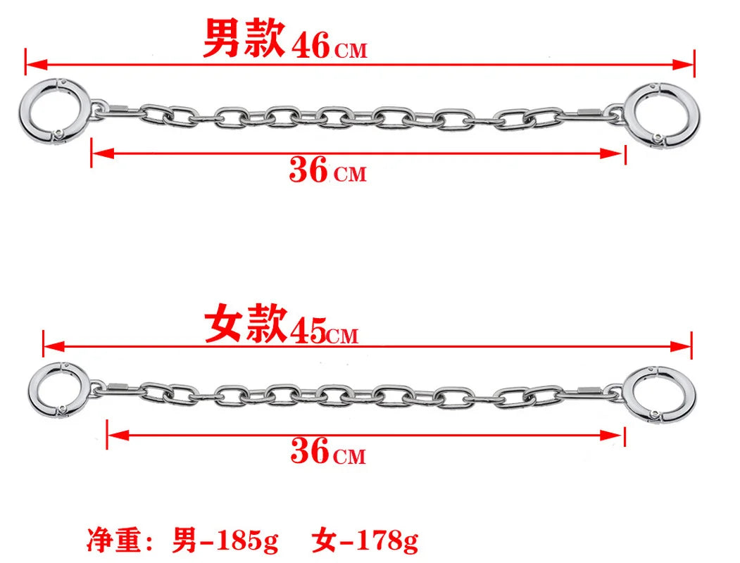 Stainless Steel Adjustable Thumb Toe Cuffs Locking Sex Slave BDSM Long Chain Restraint Adult Flirting Game Sex Toys for Couples