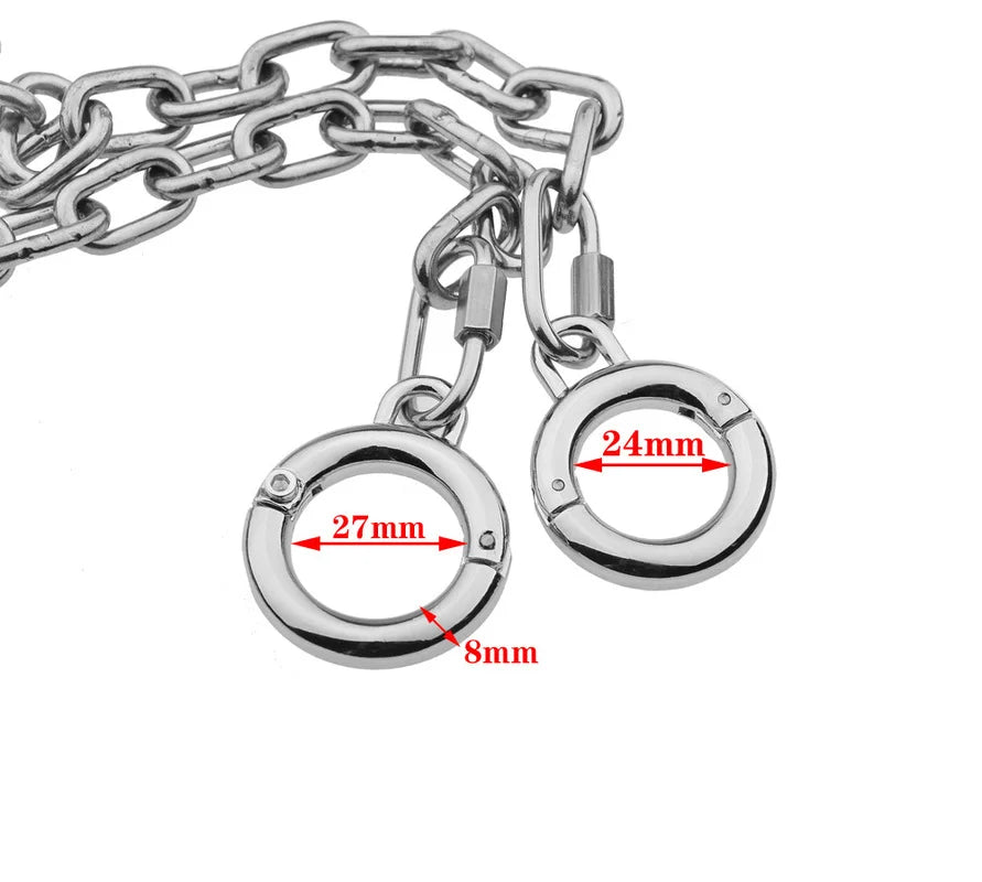 Stainless Steel Adjustable Thumb Toe Cuffs Locking Sex Slave BDSM Long Chain Restraint Adult Flirting Game Sex Toys for Couples