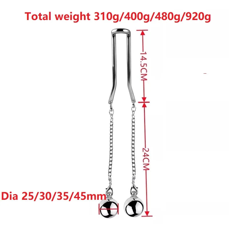 Stainless Steel Ball Stretcher Scrotum CBT Testicle Heavy Ball Weight Man Penis Cock Ring Enlargement Pull Exercise Male Toy