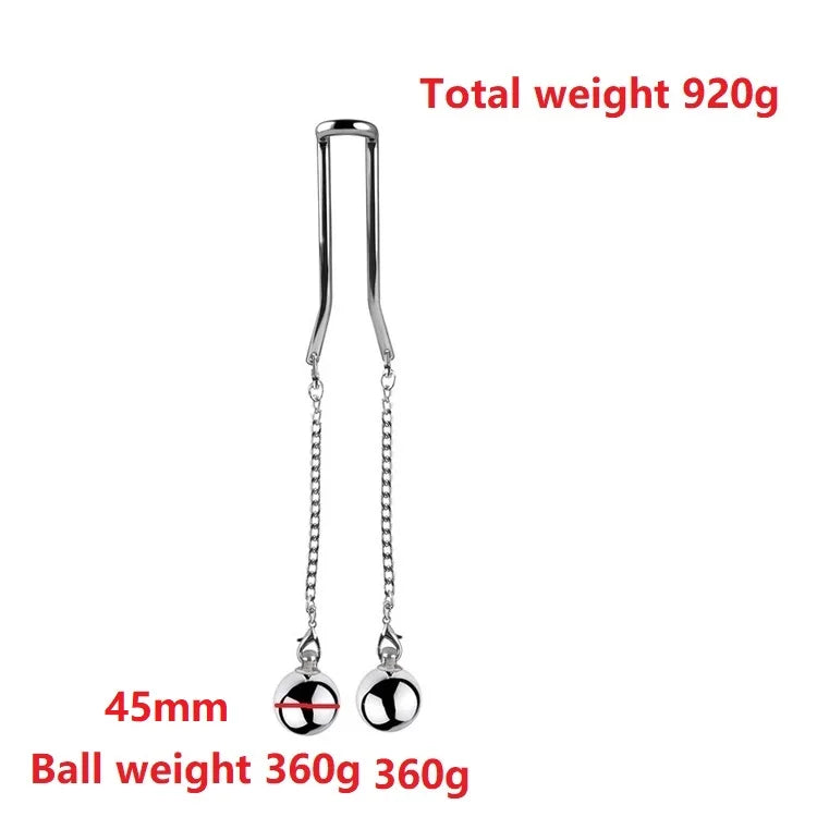 Stainless Steel Ball Stretcher Scrotum CBT Testicle Heavy Ball Weight Man Penis Cock Ring Enlargement Pull Exercise Male Toy