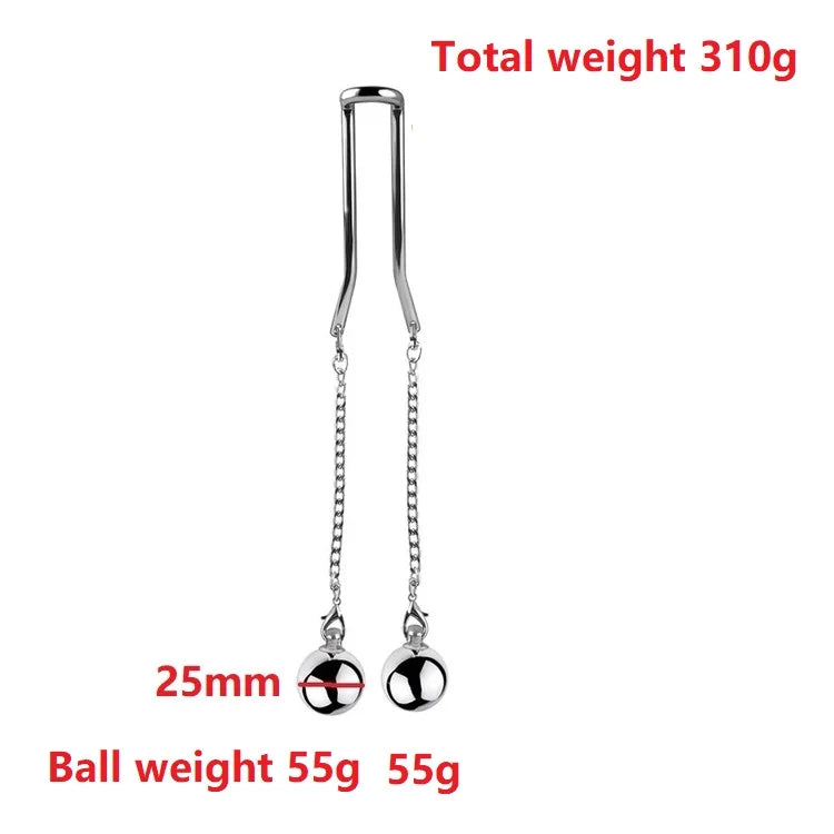 Stainless Steel Ball Stretcher Scrotum CBT Testicle Heavy Ball Weight Man Penis Cock Ring Enlargement Pull Exercise Male Toy