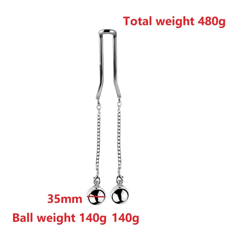 Stainless Steel Ball Stretcher Scrotum CBT Testicle Heavy Ball Weight Man Penis Cock Ring Enlargement Pull Exercise Male Toy