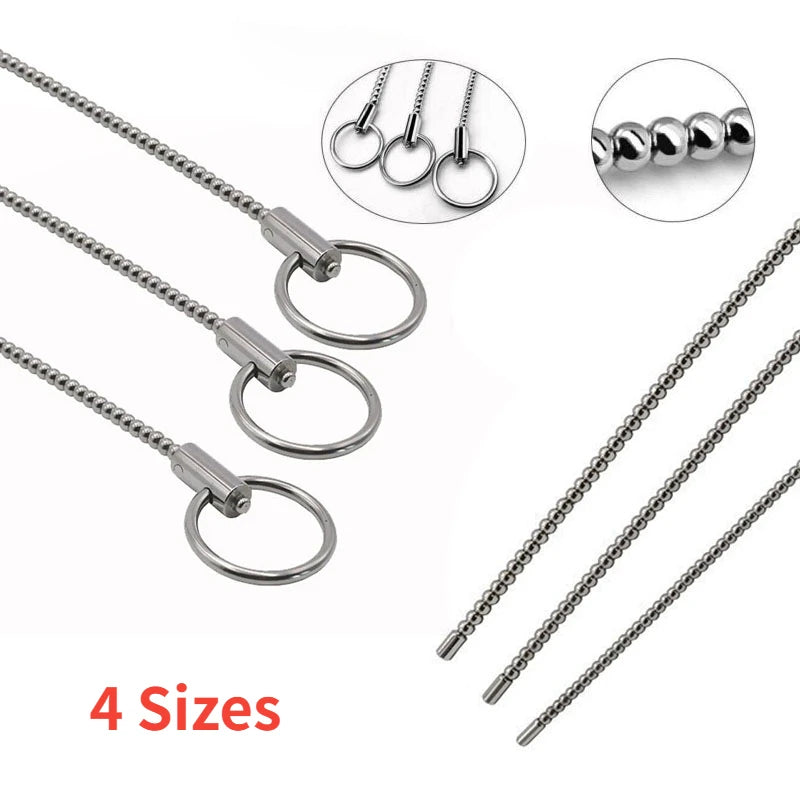 Stainless Steel Beads Urethral Sounding Rod Solid Insert Stimulation Catheter Beads Penis Plug Sex Toys for Men BDSM Adult Toy