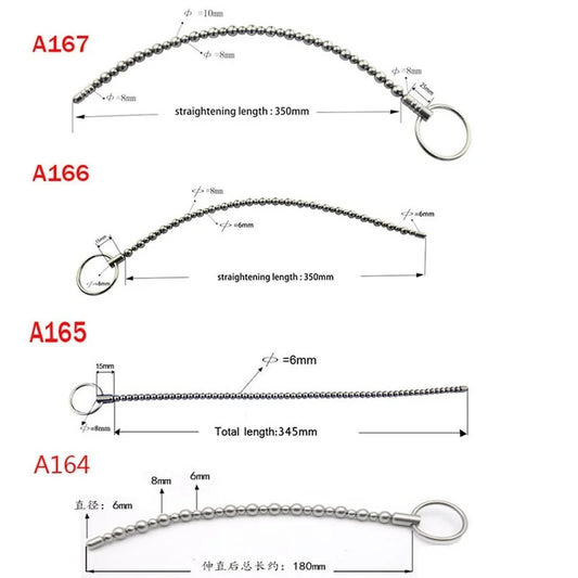 Stainless Steel Beads Urethral Sounding Rod Solid Insert Stimulation Catheter Beads Penis Plug Sex Toys for Men BDSM Adult Toy