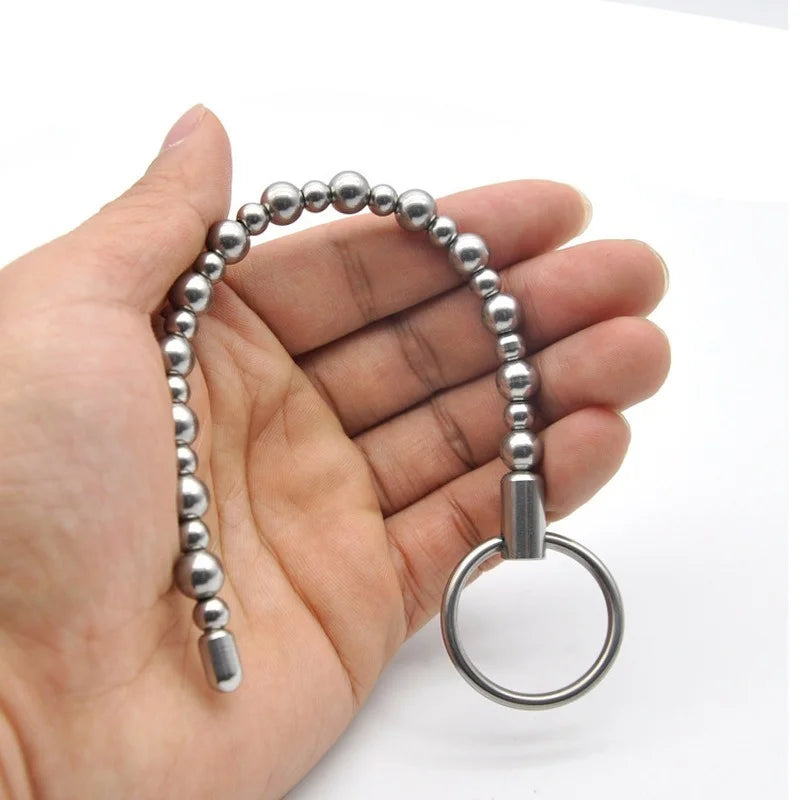 Stainless Steel Beads Urethral Sounding Rod Solid Insert Stimulation Catheter Beads Penis Plug Sex Toys for Men BDSM Adult Toy