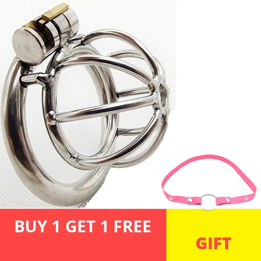 Stainless Steel Chastity Cage Cage with Urethral Catheter and Chastity Belt BDSM bondage Super Small Penis Cage for Male