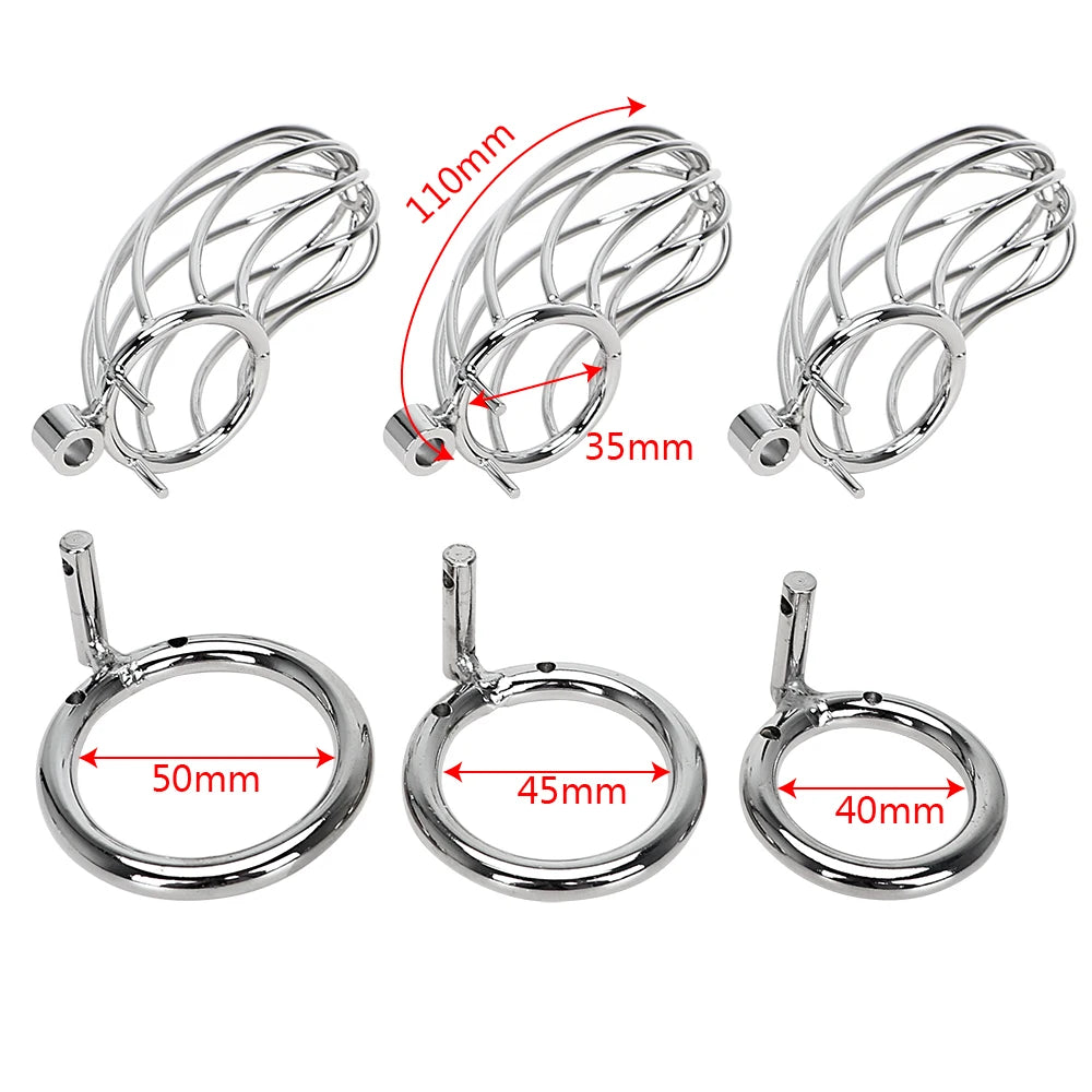 Stainless Steel Cock Cage Penis Ring Anal Hook Butt Plug G-Spot Stimulate Male Chastity Device Sex Toys For Men Male Masturbator