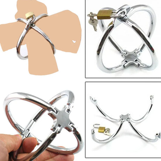 Stainless Steel Cross Binding Handcuffs Lockable Bondage Wrist Cuffs Combination Heart Lock BDSM Slave Role Play Sex Toys