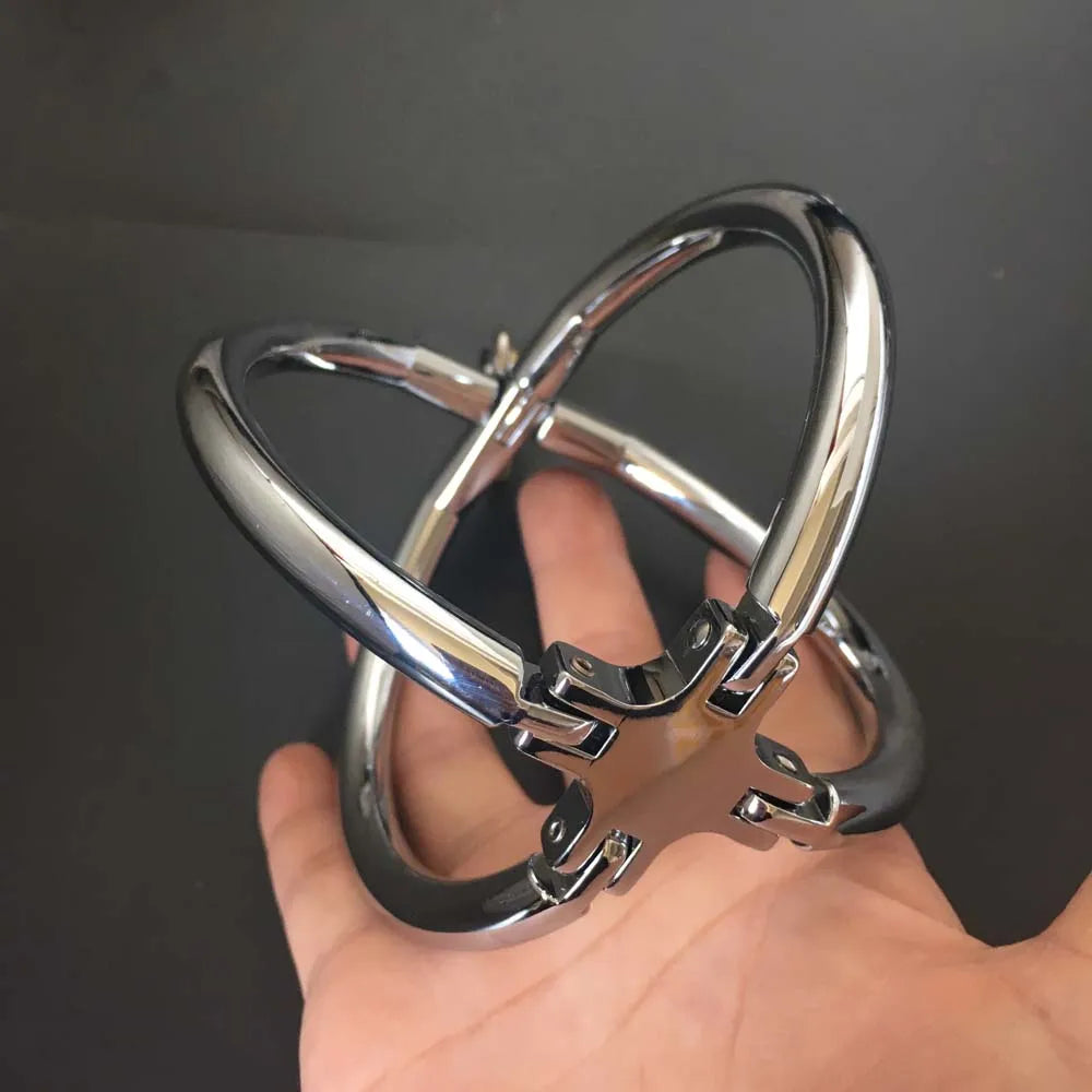 Stainless Steel Cross Binding Handcuffs Lockable Bondage Wrist Cuffs Combination Heart Lock BDSM Slave Role Play Sex Toys