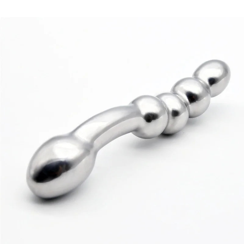 Stainless Steel Double Large Metal Fake Dildo G Spot Anal Beads Plug P-spot Stick Vaginal Sex Toy for Woman Chastity Anal Plug