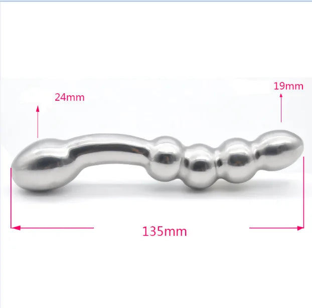 Stainless Steel Double Large Metal Fake Dildo G Spot Anal Beads Plug P-spot Stick Vaginal Sex Toy for Woman Chastity Anal Plug