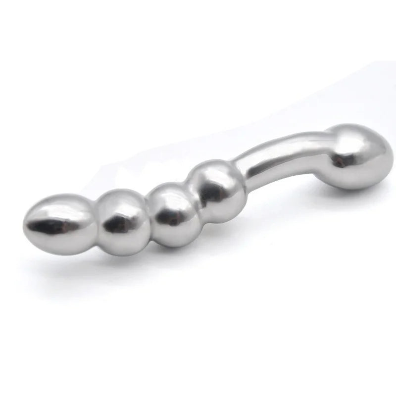 Stainless Steel Double Large Metal Fake Dildo G Spot Anal Beads Plug P-spot Stick Vaginal Sex Toy for Woman Chastity Anal Plug