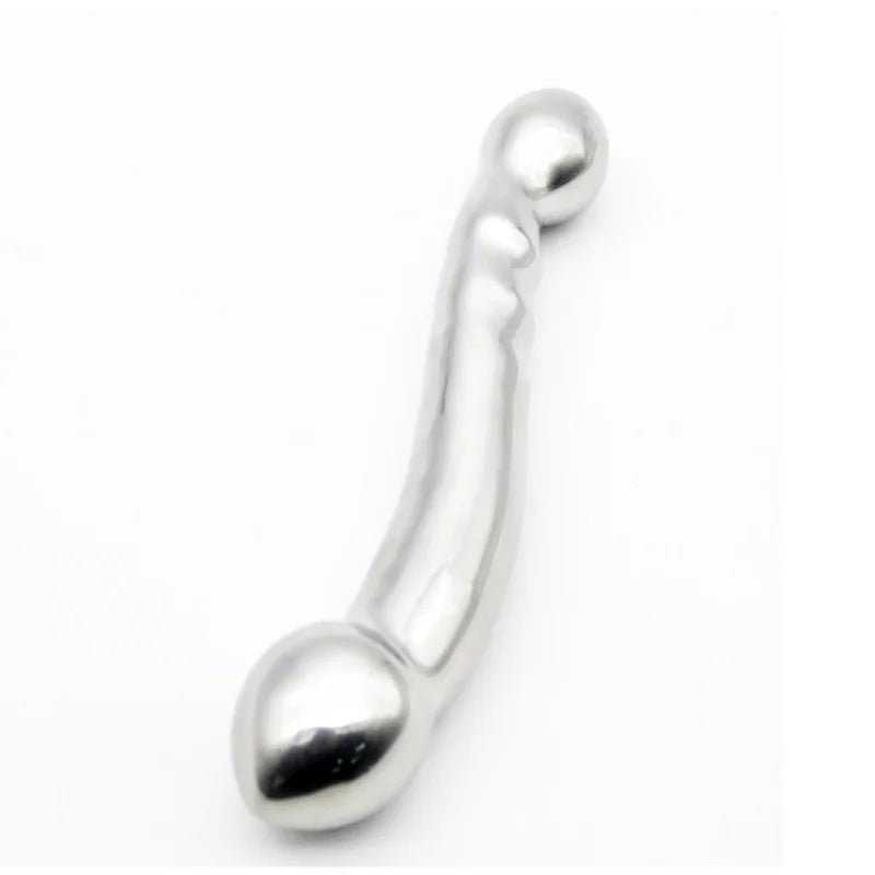 Stainless Steel Double Large Metal Fake Dildo G Spot Anal Beads Plug P-spot Stick Vaginal Sex Toy for Woman Chastity Anal Plug