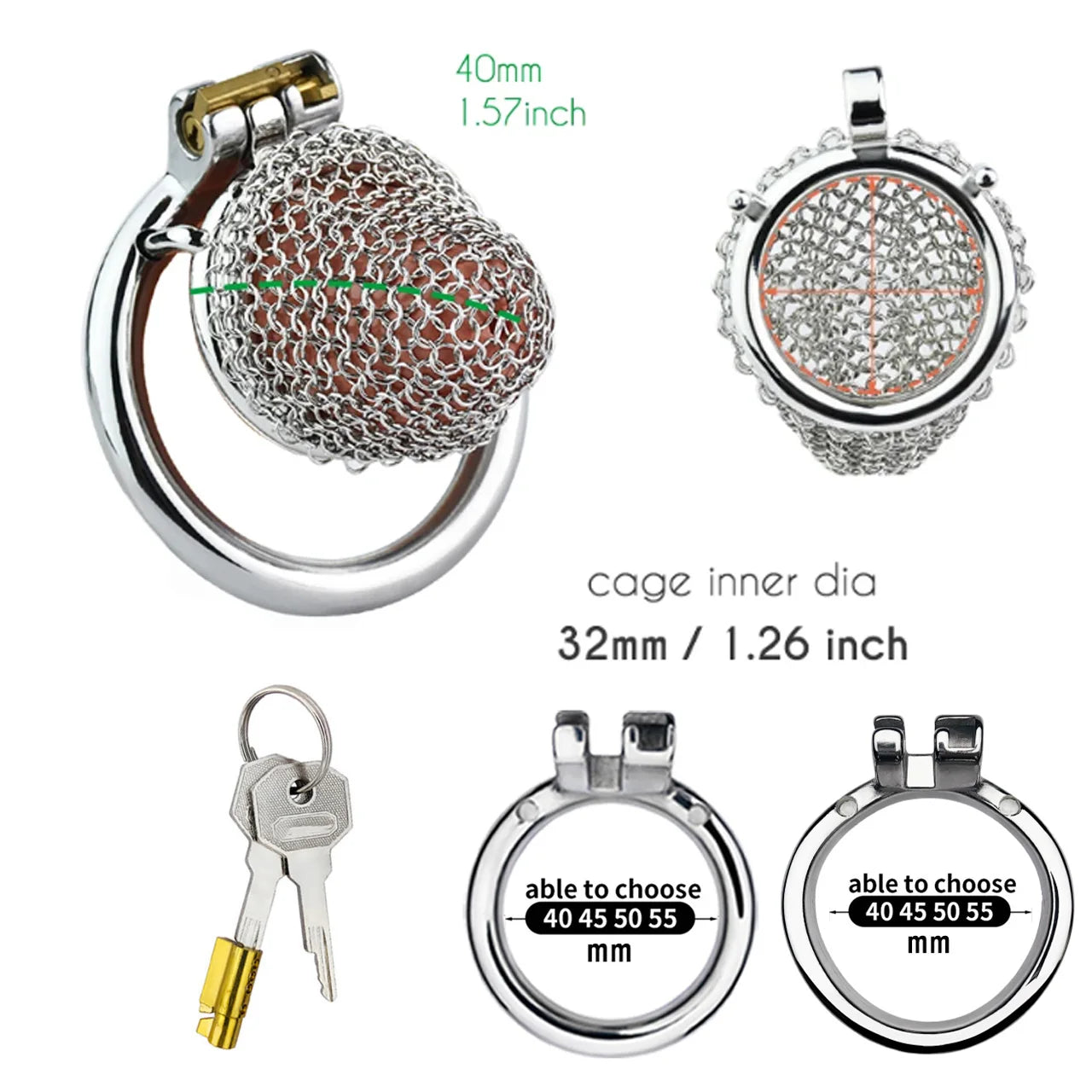 Stainless Steel Fishnet Chastity Cage Male Mesh Sexy Penis Locks Underpants Anti-escape Desire Control Cock Ring Adult Sex Toys