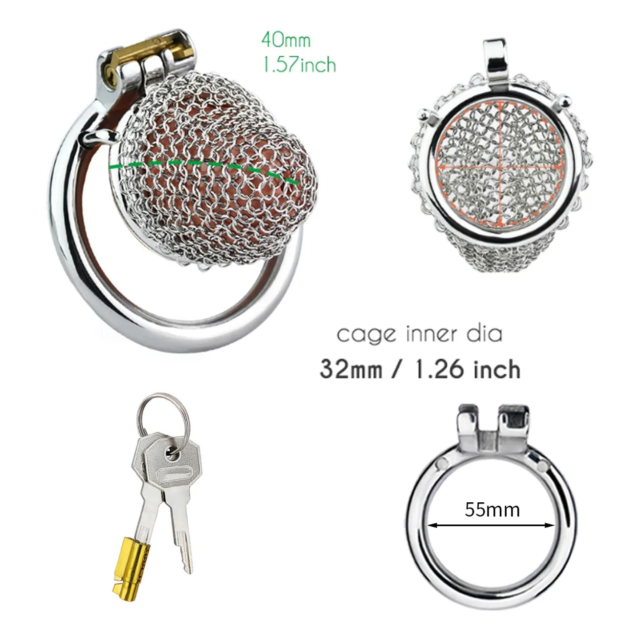 Stainless Steel Fishnet Chastity Cage Male Mesh Sexy Penis Locks Underpants Anti-escape Desire Control Cock Ring Adult Sex Toys