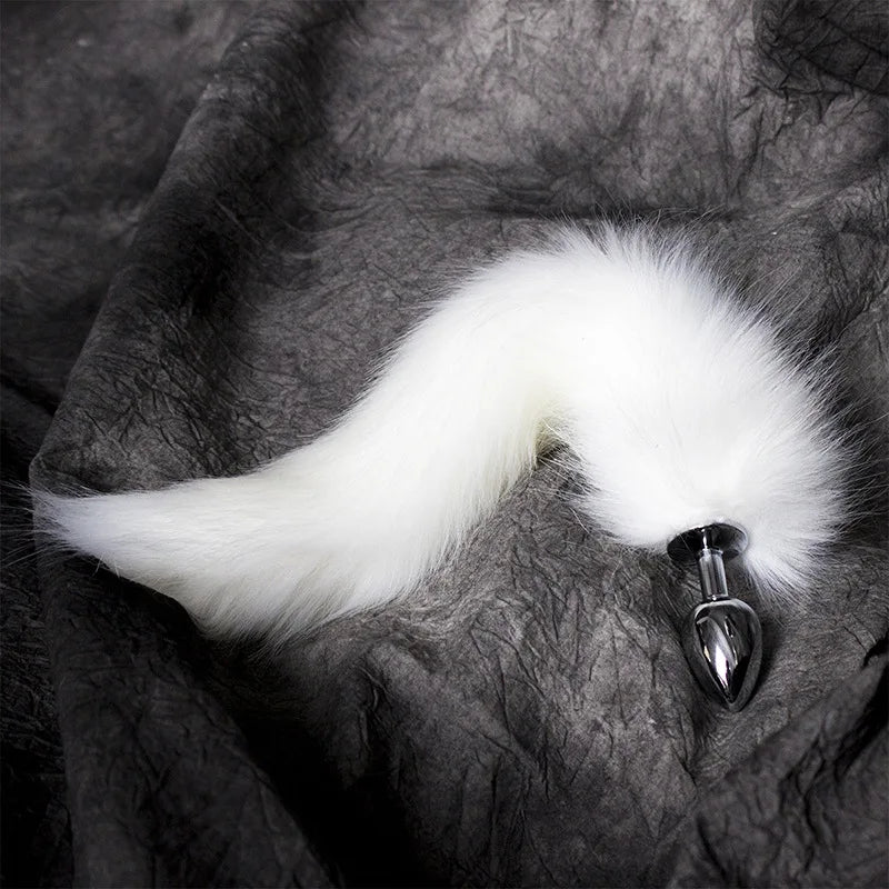 Stainless Steel Fox Tails Anal Butt Insert Plug Adult Cosplay Game Sex Toys Gay Faux Fur Fox Cat Tail Unisex Stopper BDSM