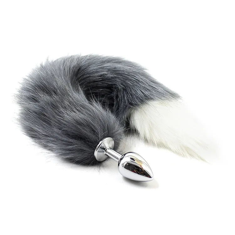 Stainless Steel Fox Tails Anal Butt Insert Plug Adult Cosplay Game Sex Toys Gay Faux Fur Fox Cat Tail Unisex Stopper BDSM