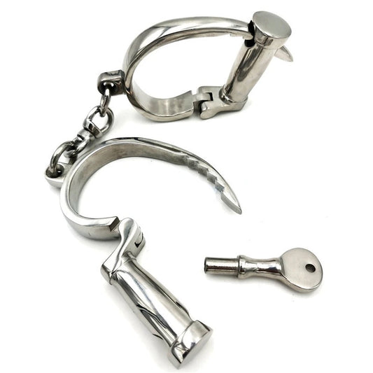 Stainless Steel Handcuffs Ankle Cuff with Chain Bondage Stealth Lock Design Hand Cuffs Restraints  Sex Toys for Women Men