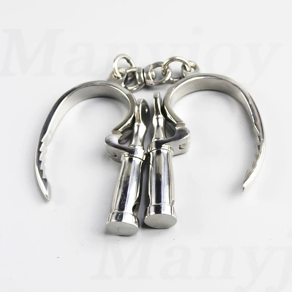 Stainless Steel Handcuffs Ankle Cuff with Chain Bondage Stealth Lock Design Hand Cuffs Restraints  Sex Toys for Women Men