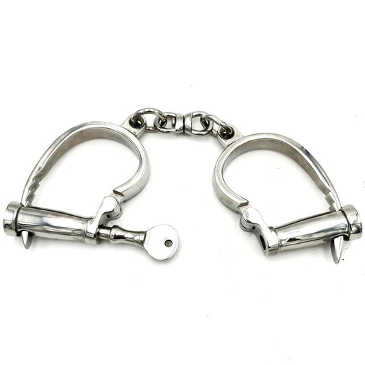 Stainless Steel Handcuffs Ankle Cuff with Chain Bondage Stealth Lock Design Hand Cuffs Restraints  Sex Toys for Women Men