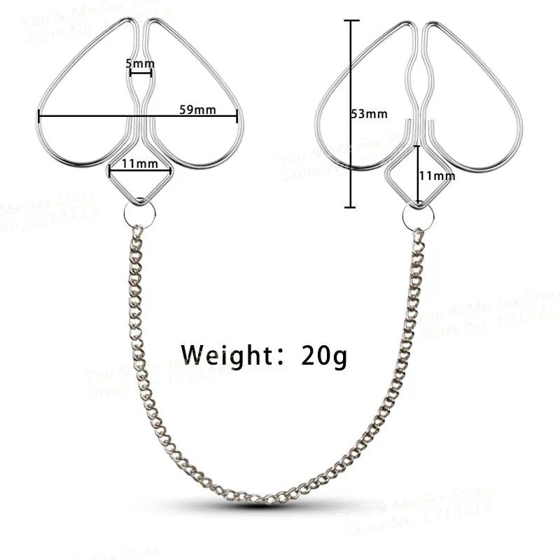 Stainless Steel Heart Shape Sexy Nipple Clamp Labia Clit Clip Woman Breast Bdsm Adult Fetish Flirting Sex Toys For Couples Game