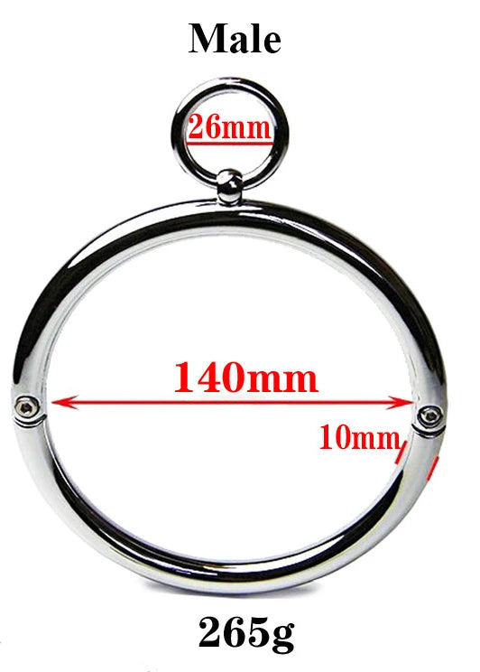 Stainless Steel Lockable Metal Slave Neck Collar Hex Wrench Restraint BDSM Bondage Choker Necklace O-Rings Adult Game Sex Toy