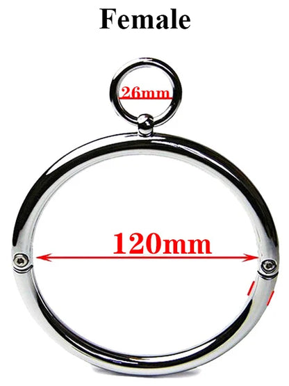 Stainless Steel Lockable Metal Slave Neck Collar Hex Wrench Restraint BDSM Bondage Choker Necklace O-Rings Adult Game Sex Toy